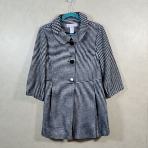 04W03 Beau Monde black & white wool blend button front coat 1X NWT